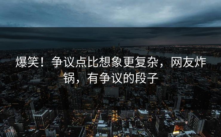 爆笑！争议点比想象更复杂，网友炸锅，有争议的段子
