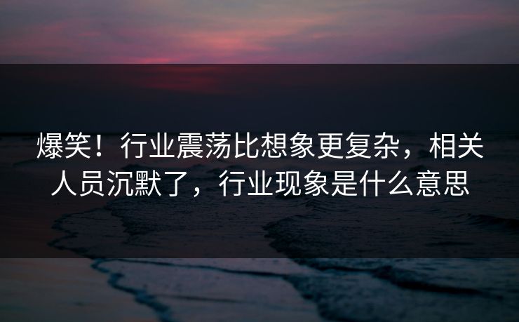 爆笑！行业震荡比想象更复杂，相关人员沉默了，行业现象是什么意思
